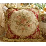 16" Handmade Chic Shabby Vintage Hand Woven Wool Floral Red Needlepoint Pillow